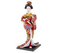 lachineuse - Poupée Japonaise en Kimono Rouge - Poupée Traditionnelle Asiatique 31 cm - Décoration Japonaise Salon - Figurine Geisha - Fabrication Artisanale - Déco Maison Asie Japon