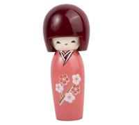 lachineuse Poupée Japonaise Joie 14 cm - Kokeshi en Bois avec Kimono Fleurs de Cerisier - Coloris Rose - Figurine Décoration Japonaise - Kokeshi Traditionnelle Japon - Idée Cadeau Original Déco Asie