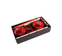 lachineuse - Service à Riz Japonais Traditionnel - Pour 2 Personnes - En Porcelaine - Avec Bols, Sauciers, Baguettes & Natte Bambou - Coloris Noir & Rouge - Vaisselle Bols Soupe - Cadeau Asie Chine