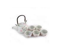 lachineuse - Service à Thé Japonais Maneki Neko - Avec Théière & 5 Tasses en Porcelaine - Théière avec Filtre Infuseur - Idée Cadeau Japon Chat Kawaii pour Anniversaire, Noël - Vaisselle Asiatique