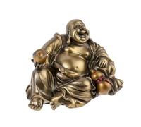Lachineuse - Statuette Bouddha Rieur Chance & Prospérité - Statue Bouddha 11 cm Coloris Bronze - Décoration Feng Shui - Objet Déco Zen Chinoise pour Salon, Bureau - Idée Cadeau Chine Asie Porte Chance