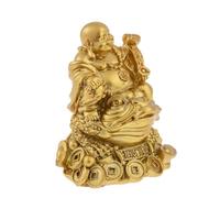 lachineuse - Statuette Bouddha Rieur de Fortune - Statue Petit Bouddha Doré 7cm - Décoration Feng Shui - Objet Déco Zen Chinoise pour Intérieur, Salon, Bureau - Idée Cadeau Chine Chance Porte Bonheur