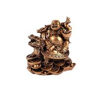 lachineuse - Statuette Bouddha Rieur Dragon Tortue - Feng Shui - 12X12X8cm