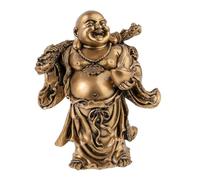 lachineuse - Statuette Bouddha Rieur - Feng Shui Fortune - 15,5 cm | Traditions Bouddhistes - Porte-Bonheur, Richesse & Fortune - Statue En Résine Doré - Idée Déco & Cadeau Chine, Asie