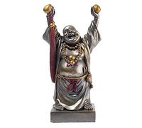 lachineuse - Statuette Bouddha Rieur Santé & Longévité - Statue Bouddha 15 cm Coloris Bronze - Décoration Feng Shui - Objet Déco Zen Chinoise pour Intérieur - Idée Cadeau Chine Asie Porte Bonheur