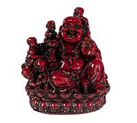 lachineuse - Statuette Bouddha Traditionnel aux Enfants - Reproduction Originale Bouddha Rieur - Famille, Bonheur & Prospérité - Statue Résine Rouge 14,5 cm - Idée Déco & Cadeau Chine, Asie