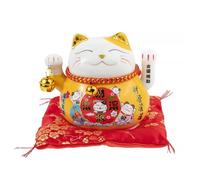 lachineuse Statuette Chat Maneki Neko - Fortune - Bras Mobile - Objet Déco - Jaune - 10x12x10 cm - Porte Bonheur - Idée Cadeau Japon