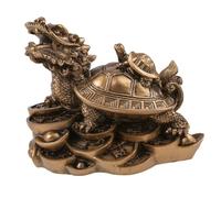 lachineuse - Statuette Dragon Tortue Feng Shui - Figurine Prospérité et Longévité - Créature Mythique Asiatique en Résine - Doré - 12 x 9 x 8 cm - Porte-Bonheur d'Asie - Idée Déco Cadeau d'Asie