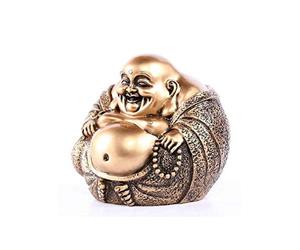 lachineuse - Statuette Gros Bouddha Rieur - Porte Bonheur Dorée 15 x 15 cm | Traditions Bouddhistes - Statuette Porte-Bonheur, Chance & Prospérité - Idée Déco & Cadeau Chine, Asie
