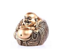 lachineuse - Statuette Gros Bouddha Rieur - Traditions Bouddhistes - Porte-Bonheur, Chance & Prospérité - Suetuette en Résine Doré 15 x 15 cm - Idée Déco & Cadeau Chine, Asie