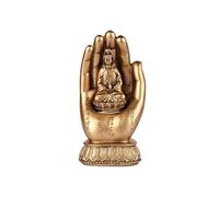 lachineuse - Statuette Main de Bouddha - Déesse GuanYin - Décoration Asie - 17x8,5 cm - Statuette en Résine Doré - Protection Famille, Enfants - Ambiance Zen - Idée Cadeau Bouddha Asie