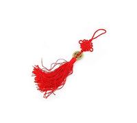 lachineuse - Talisman Feng Shui de Prospérité - Amulette Porte-Bonheur avec Pompon & Pièce Chinoise Sapèque - Longueur 25 cm - Coloris Rouge & Doré - Idée Cadeau Asiatique - Chance & Richesse