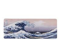 lachineuse - Tapis DE Souris XXL - Ambiance Japonaise - Vague de Kanagawa - 800 X 300 X 3 mm - Déco Japonaise - Antidérapant et Résistant à l'eau - Déco Bureau - Idée Cadeau Japon Asie