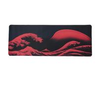 lachineuse Tapis DE Souris XXL - La Grande Vague Rouge - Déco Japonaise - 800 X 300 X 3 mm - Antidérapant et Résistant à l'eau - Déco Bureau - Idée Cadeau Japon Asie