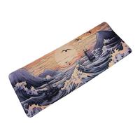 lachineuse - Tapis DE Souris XXL - La Vague Japonaise - 800 X 300 X 3 mm - Déco Inspiration Japonaise - Antidérapant et Résistant à l'eau - Déco Bureau - Idée Cadeau Japon Asie