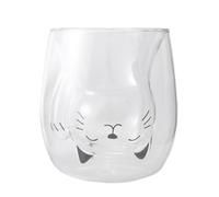 lachineuse - Tasse Chat Maneki Neko Blanc - Verre Double Paroi - Contenance 220 ml - Tasse Café, Thé, Chocolat Chaud, Cappuccino - Mug Déco Japonaise - Idée Cadeau Japon Asie