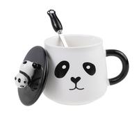 lachineuse - Tasse Funny Panda - Collection Panda - 425 ML - Couvercle Panda 3D, Cuillère Patte de Panda - Porcelaine, Métal - Café, Thé, Chocolat, Cappuccino - Idée Cadeau Originale - Chine, Asie