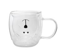 lachineuse - Tasse Ours Mignon Transparent - Verre Double Paroi - Munie d'une Anse - Contenance 275 ml - Tasse Café, Thé, Chocolat Chaud, Cappuccino - Mug Déco Japonaise - Idée Cadeau Japon Asie