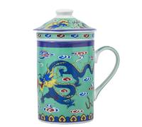 lachineuse Tisanière à Thé Infusion Asiatique - Motifs Dragon Vert d'Asie - Prospérité et Bonheur - Porcelaine - Hauteur 14,5 cm - Idée Cadeau Déco Chine