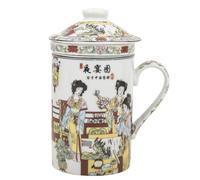 lachineuse - Tisanière à Thé ou Infusion - Motifs Calligraphie Asiatiques Traditionnels - Porcelaine, Multicolore - Hauteur 14,5 cm - Idée Déco Cadeau Asie