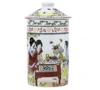 lachineuse - Tisanière Tasse à Thé Infusion Asiatique - Motifs La Partie de Go - Arts et Traditions d'Asie - Porcelaine - Multicolore - Hauteur 14,5 cm - Idée Déco Cadeau Asie