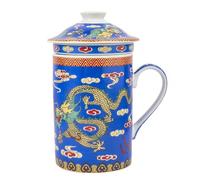 lachineuse Tisanière Tasse à Thé Infusion - Motifs Dragon Bleu Céleste Chinois - Porcelaine - Hauteur 14 5 cm - Idée Déco Asie