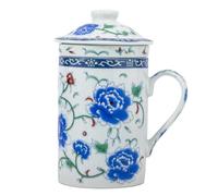 lachineuse - Tisanière Tasse à Thé Infusion - Motifs Les Pivoines - La Reine des Fleurs - Porcelaine - Multicolore - Hauteur 14,5 cm - Idée Cadeau Déco Asie