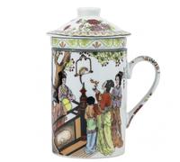 lachineuse - Tisanière Tasse à Thé Infusion - Motifs Traditionnels Chinois - Arts et Traditions d'Asie - Tasse en Porcelaine - Multicolore - 14,5 cm - Idée Cadeau Déco d'Asie