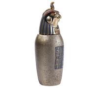 lachineuse - Vase Canope Horus - Statuette Égyptienne 21cm - Objet Déco | Égypte Antique - Statue Figurine Pharaon Tête de Faucon - Idée Cadeau Décoration - Coffret Urne - Coloris Bronze Doré