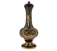 lachineuse - Vase Égyptien Déesse Isis 33 cm - Vase Décoratif Noir & Doré - Objet Décoration Intérieure Égypte Antique - Déco Égyptienne Hathor Hiéroglyphe - Idée Cadeau Originale