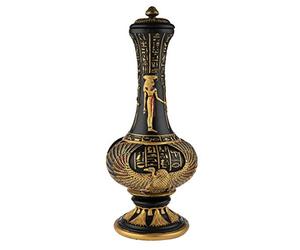 lachineuse - Vase Égyptien Déesse Isis 33 cm - Vase Décoratif Noir & Doré - Objet Décoration Intérieure Égypte Antique - Déco Égyptienne Hathor Hiéroglyphe - Idée Cadeau Originale