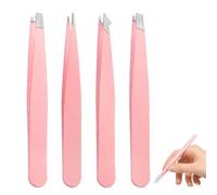 LACHT 4 pièces Pince à Épiler Professionnelle Precision, Sourcils, Cils, Poil Incarné, Écharde, Poils Fine Courts au Menton, Pointe Crabe Oblique Droite Pointue
