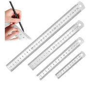 LACHT 4 Pièces Règle en Acier Inoxydable Règl e de Mesure à Échelle Metal Double Face Me-tallique pour Élève Ingénieur Architecte Professeur,Acier inoxydable Rè gle précision Droite Règ le en Kit