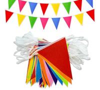 LACHT 50M Fanion Multicolore,Réutilisable Banderole Fanion Guirlande,Drapeaux de Triangle en Toile de Jute intérieur Decoration,pour Bannière Anniversaire, Mariage, Fête, Extérieur Jardin