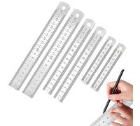 LACHT 6 Pièces Acier inoxydable Règle précision Métal Droite Règle en Kit,Argent Réglet en Inox,Règle en Acier Inoxydable Règle de Mesure à Échelle Metal Double Face Regle Metallique