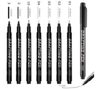 LACHT 7 Pièces, Feutre Noir Dessin, Feutre Calligraphie, Stylo Pinceau Calligraphie, Stylos Fineliner, Pour Manga, Dessin, Illustration Et Bullet Journal