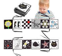 LACHT Livre Tissu bébé 0-3-6-12 Mois,Livre Noir et Blanc Bébé Montessori,Livre de Haute Contraste en Tissu Sensoriel Bébé Naissance,Jouet eveil Bebe 0-3-6 Mois,Cadeau Parfait pour Bébé