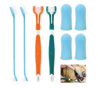 LACHT Lot De 8 Brosses À Dent Pour Chien - 2 Triple Tête, 4 Brosse A Dent Chat Doigt 360º, 2 Doubles - Kit De Nettoyage Dentaire Pour Petits, Moyens Et Grands Animaux