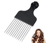 LACHT Peigne cheveux bouclés,1 pic à cheveux en métal pour cheveux bouclés, peigne afro démêlant perruque tressée, outil de coiffure unisexe noir et argenté en plastique et métal