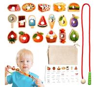 Lacing Beads - Food Fruit Beads, Threading Toy Set | Colorful String Activity Pieces, Style Learning Kit, Ideal for Preschool Classroom or Home Fine Motor Development