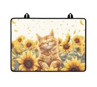 LACIYISON Housse de protection ignifuge et imperméable pour cuisinière électrique en verre céramique motif chat tournesol 74,1 x 53,2 cm