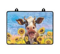 LACIYISON Housse de protection légère en verre avec cordon antidérapant et résistante à la chaleur - Motif vache et tournesol