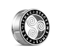 lackAmazement Piercing tunnel d'oreille en acier inoxydable 316L avec symbole triskèle viking cercle doré argenté motard homme femme, Acier inoxydable