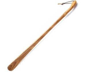 Laco - Chausse Pied Long Bois 63cm de Long Robuste avec Cordon en Vrai Cuir - 100% Bois de Chêne Huilé de Haute Qualité - Chausse Pieds Long Manche en Bois Optimale Pour Eviter de Vous Baisser