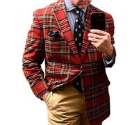 Lacoac Hommes Blazer en Tweed écossais pour Le Quotidien Décontracté de Noël