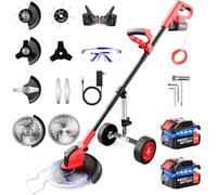 Lacoco 4-EN-1 Débroussailleuse Électrique sans Fil avec Batterie 2*3.0AH 21V Debroussailleuse à Roues Coupe Bordure à Gazon Pliable 4 Type de Lames Coupe-Herbe pour Jardin Pelouses et Terres Agricoles