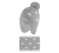 LACOFIA Bonnet et Echarpe Hiver pour Bébé Fille Ensemble Chapeau Chaud Enfant en Tricot avec Doublure en Polaire et Pompon Gris 6-12 Mois