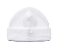 LACOFIA Chapeau de baptême Naissance Bonnets Unisexe en Coton pour bébé garçon Fille avec Broderie Blanc 3-6 Mois