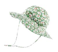 LACOFIA Chapeau de Soleil Bébé Fille Bonnet Plage Bob Princesse Bowknot Casquette Anti UV Bébé avec Jugulaire Réglable Fleurs Vertes 2-5 Ans