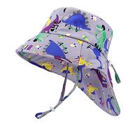 LACOFIA Chapeau de Soleil Bébé Fille Garçon Bob Anti UV en Coton Enfant Réglable Casquette d'été de Plage Piscine a Large Bord Violet 2-5 Ans